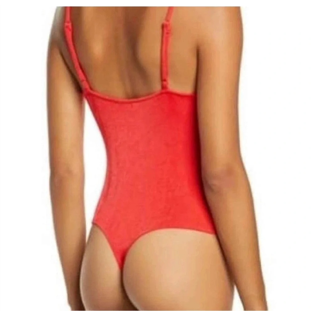 FREE PEOPLE Red Cowl Neckline Bodysuite - Picture 10 of 13